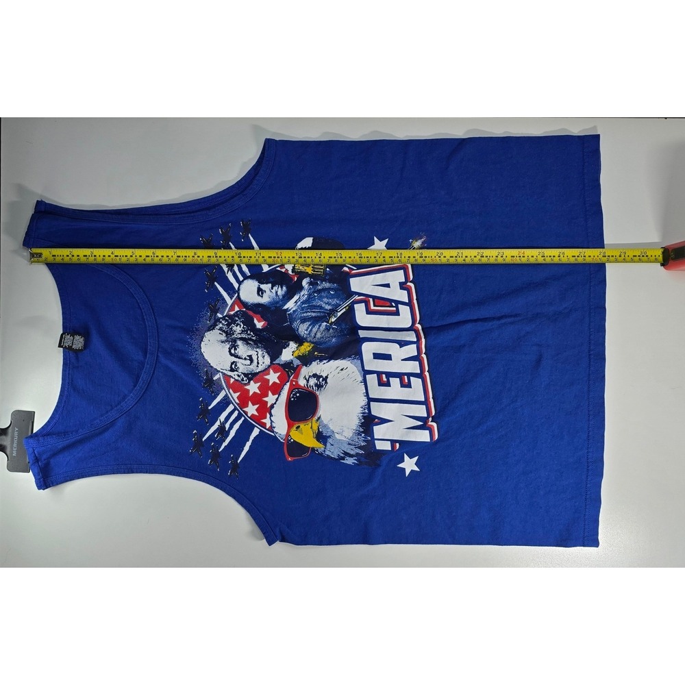 Merica Tank Top Men Large Blue Patriotic Eagle 4th of July Patriotic Summer Rack - Picture 9 of 11